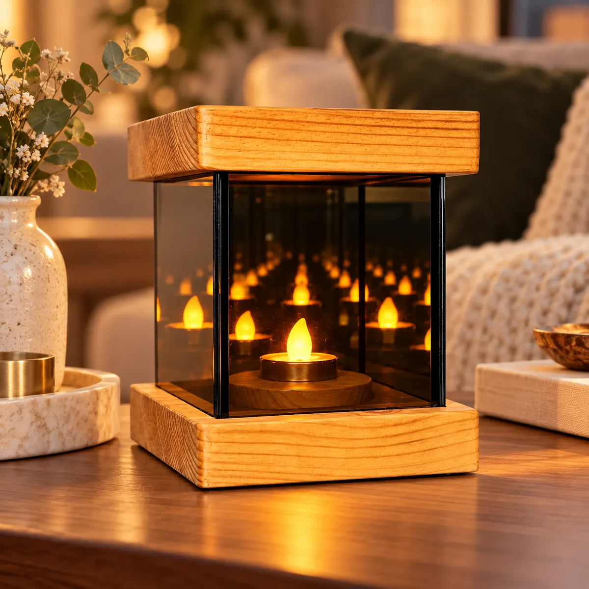 MagnaGlow Infinity Candle Lamp – Magnetic Candle Holder in Premium Kail Wood