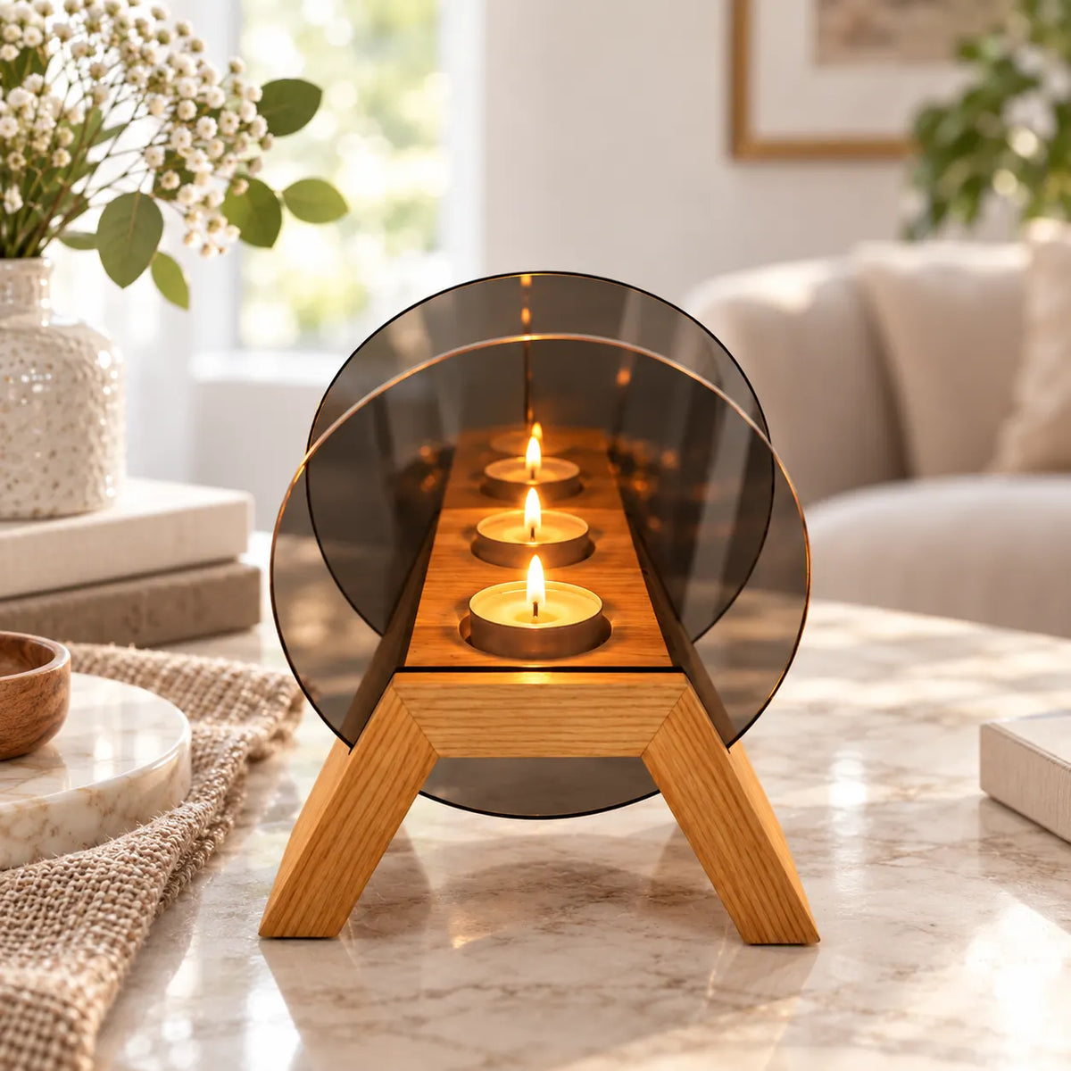 Infinity Round Mirror Candle Lamp – Kail Wood Romantic Décor
